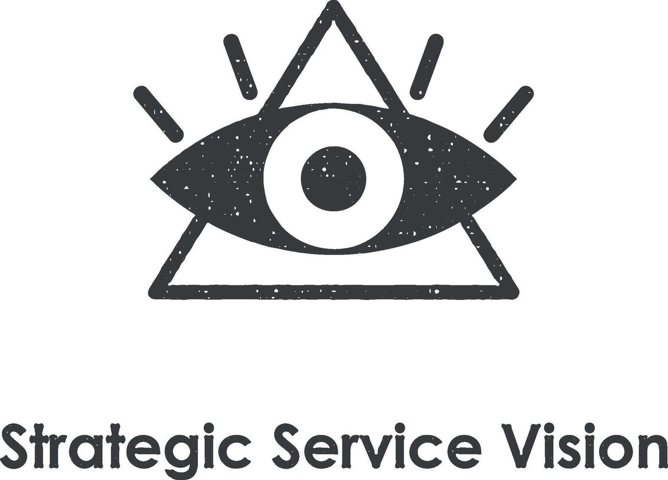 triangle, eye, strategic service vision vector icon illustration with stamp effect