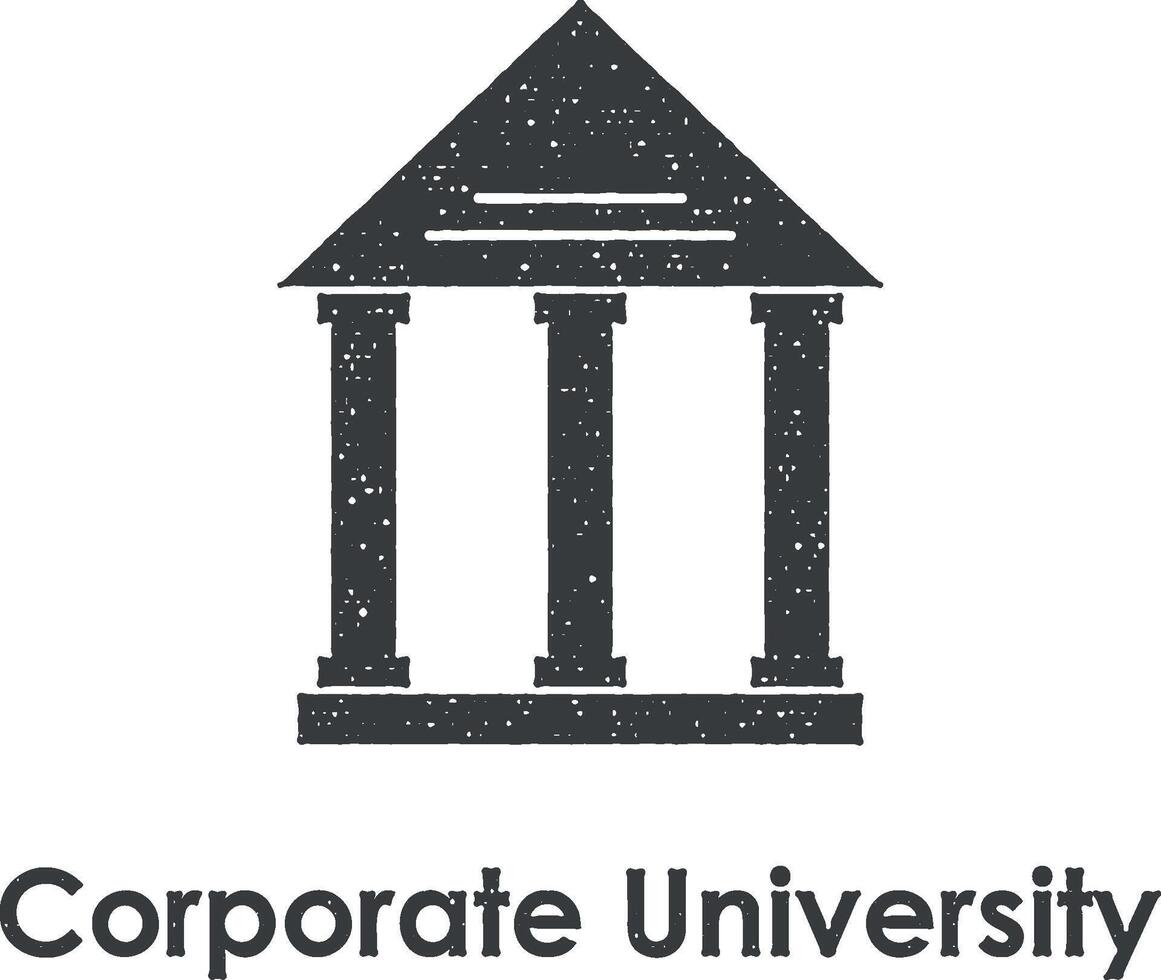 bank, building, corporate university vector icon illustration with stamp effect