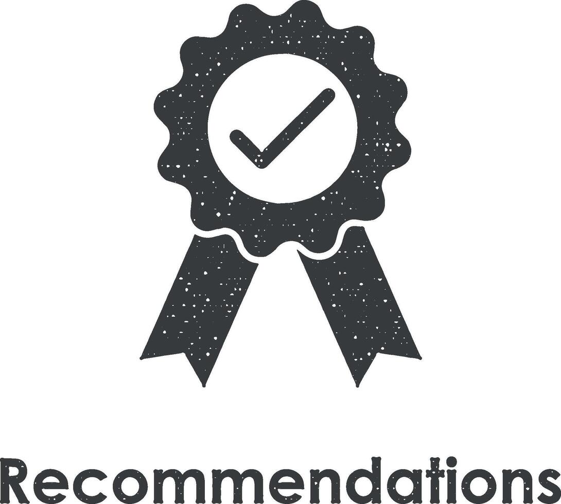 medal, check, recommendations vector icon illustration with stamp effect