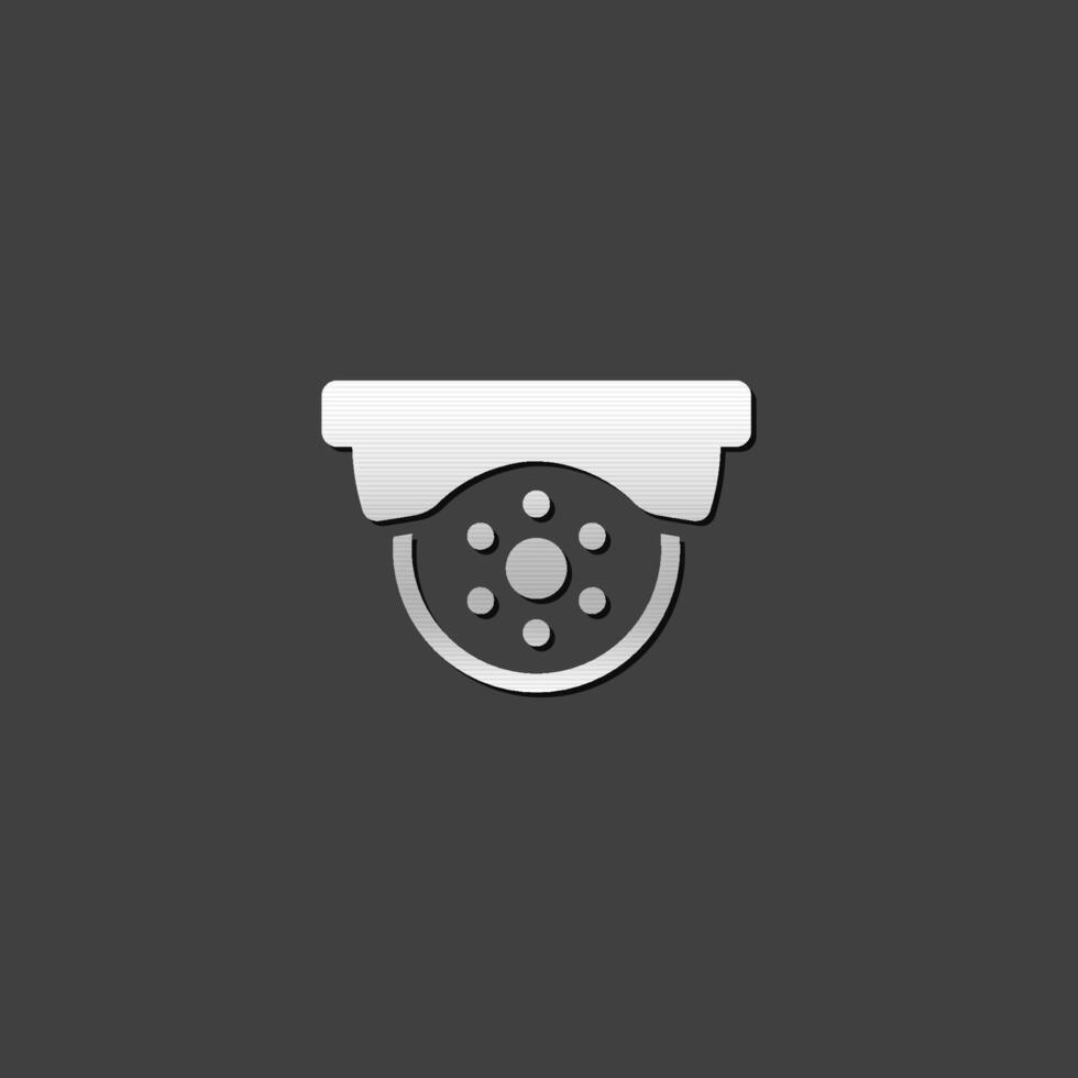 Surveillance camera icon in metallic grey color style. Electronic safety protection vector