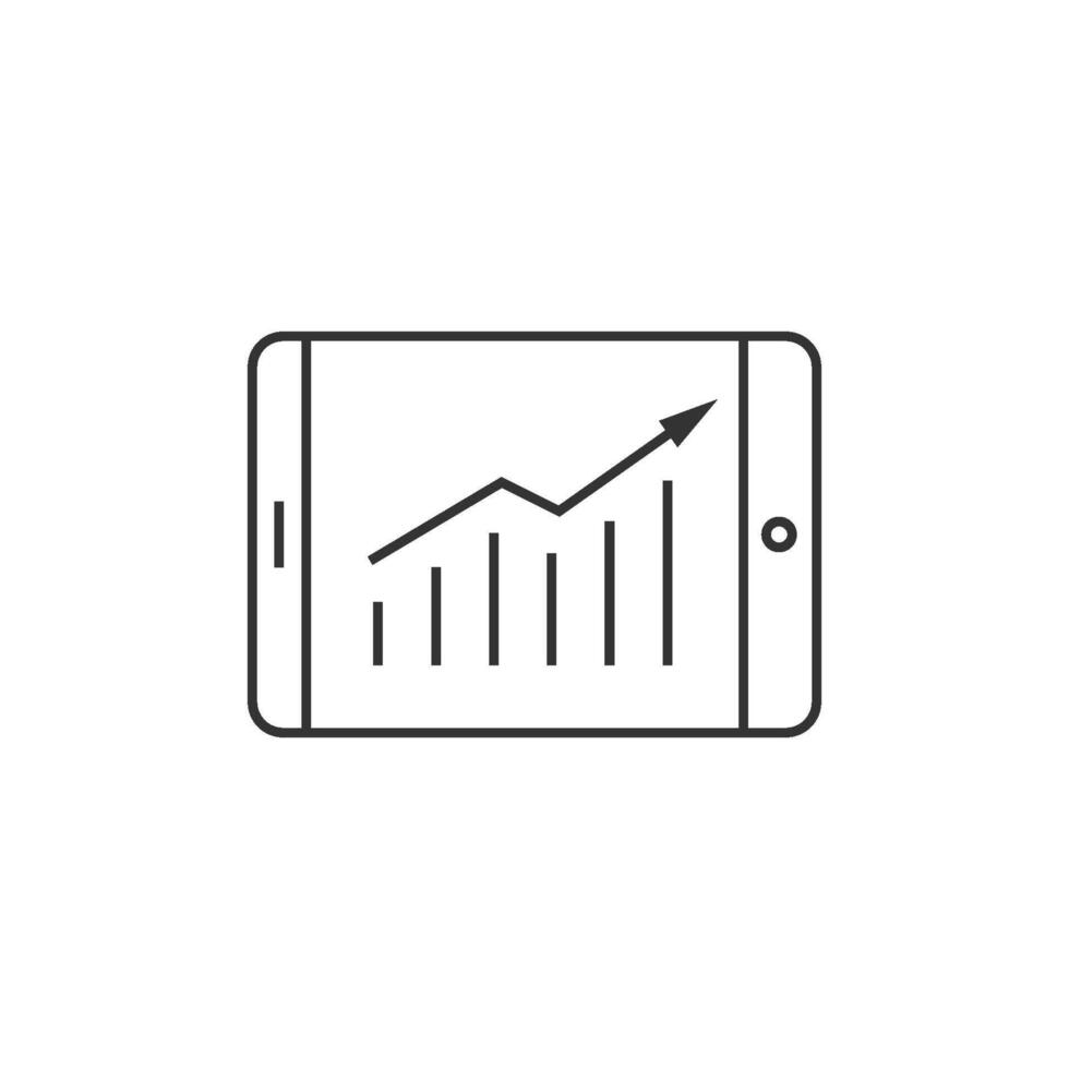 Arrow chart icon in thin outline style vector