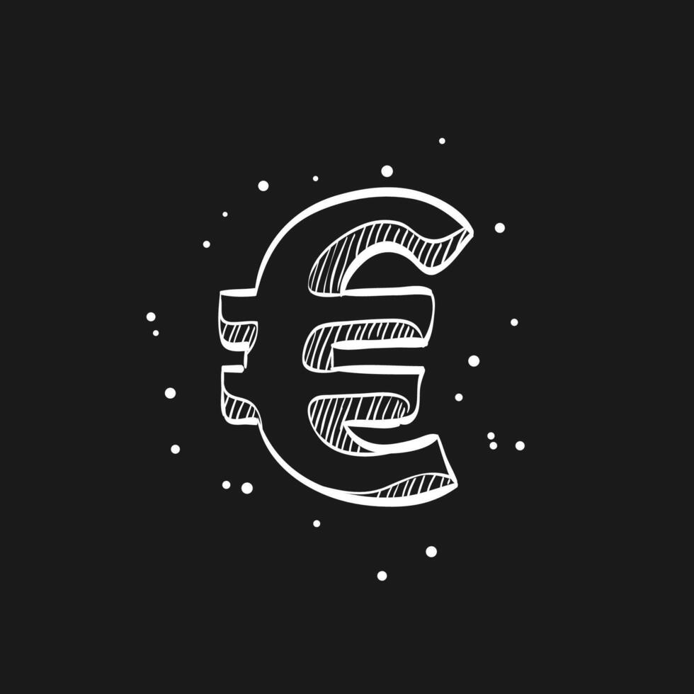 euro moneda símbolo garabatear bosquejo ilustración vector