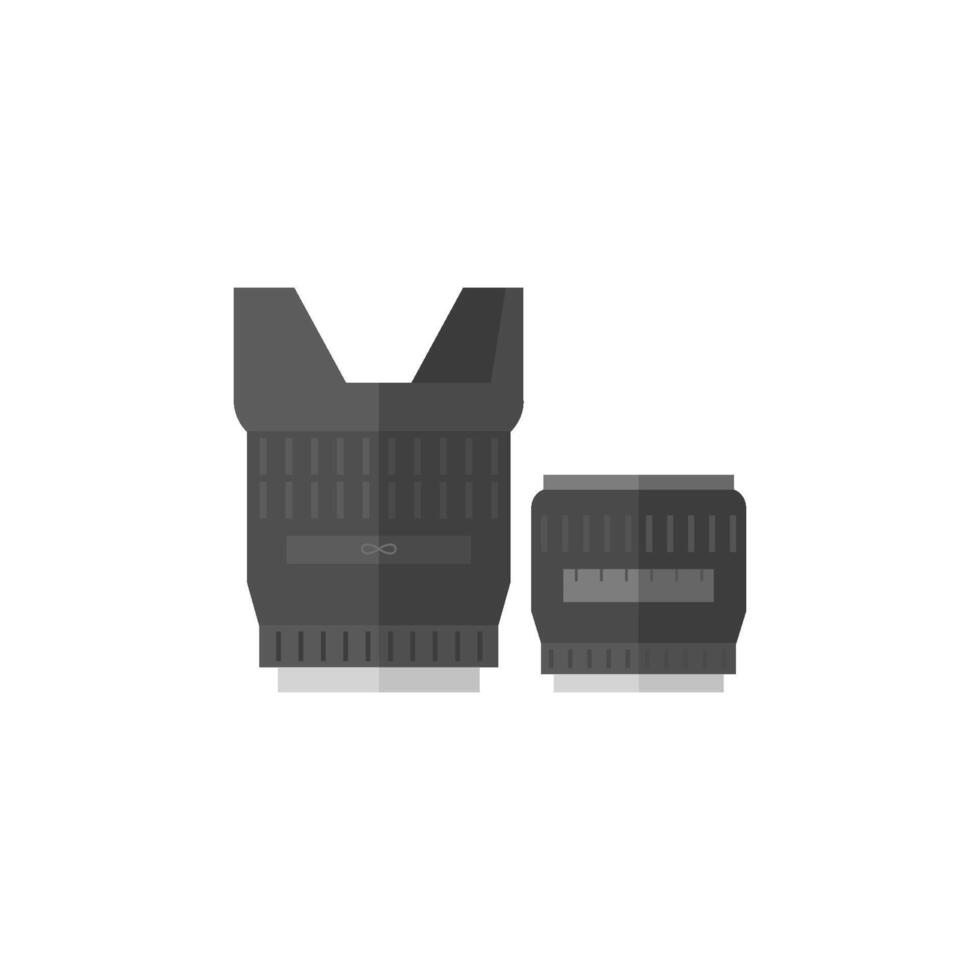 Camera lens icon in flat color style. Electronic photography work tool industrial vector
