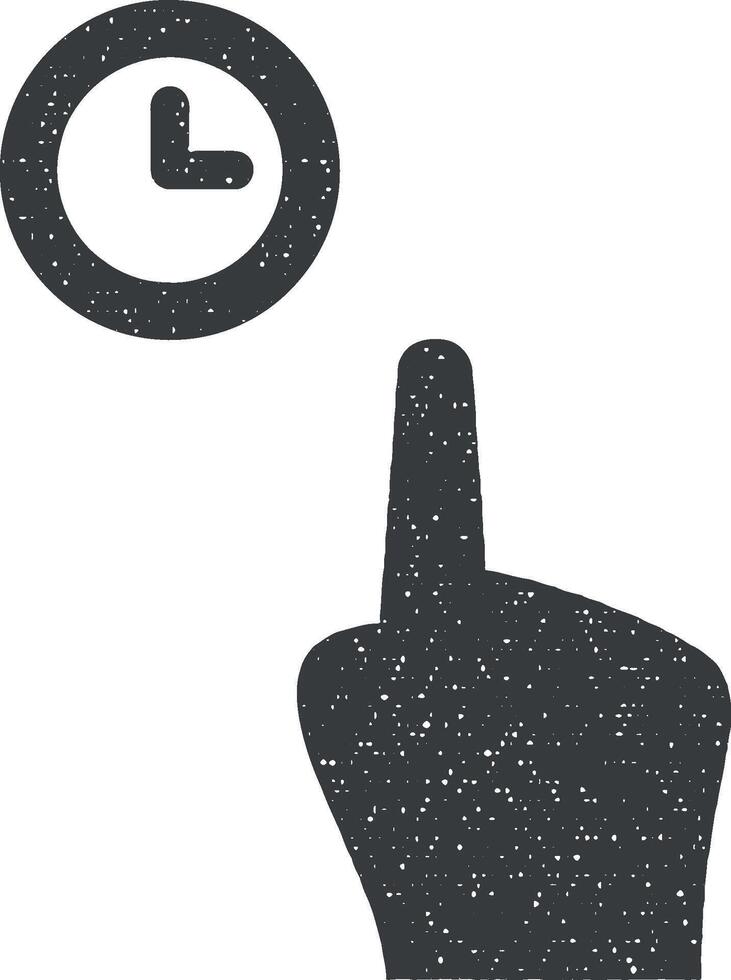 Hand, fingers, gesture, time vector icon illustration with stamp effect