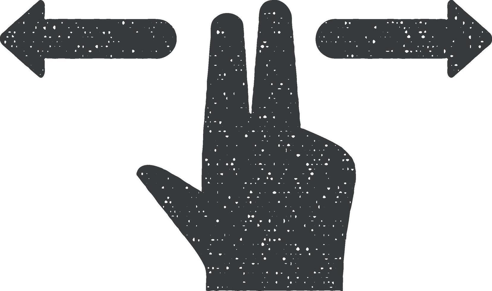 Hand, fingers, gesture, swipe. Right, left vector icon illustration with stamp effect