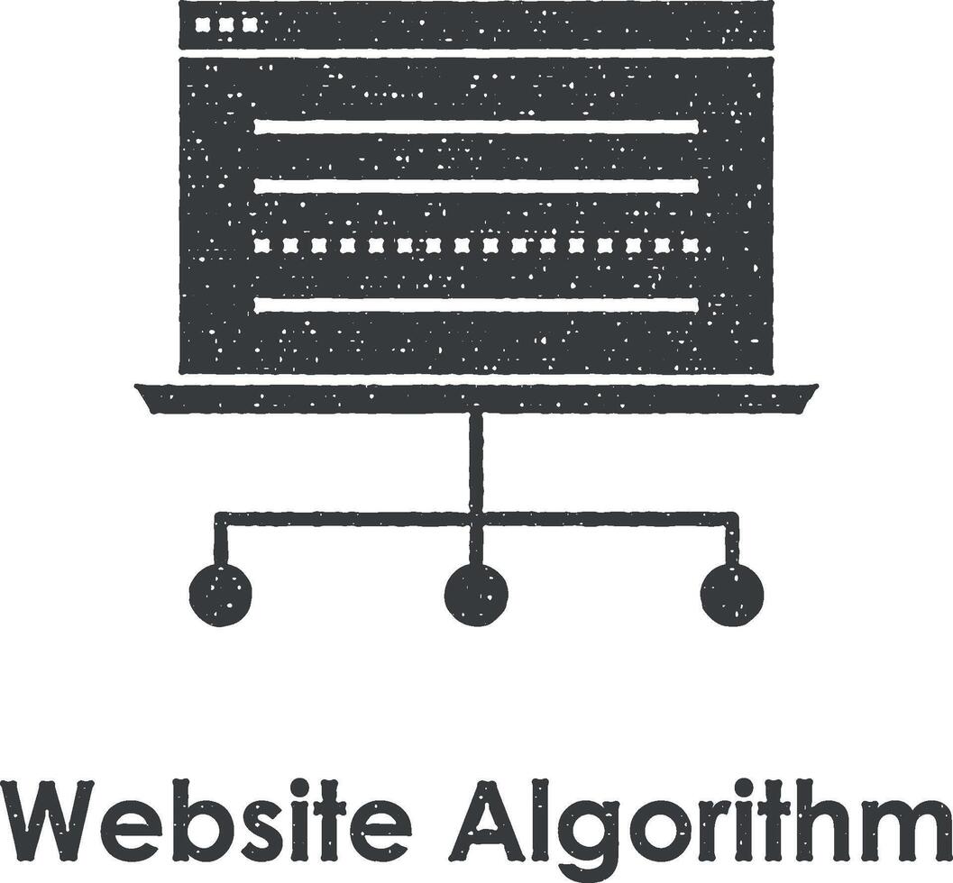 web browser, laptop, website algorithm vector icon illustration with stamp effect