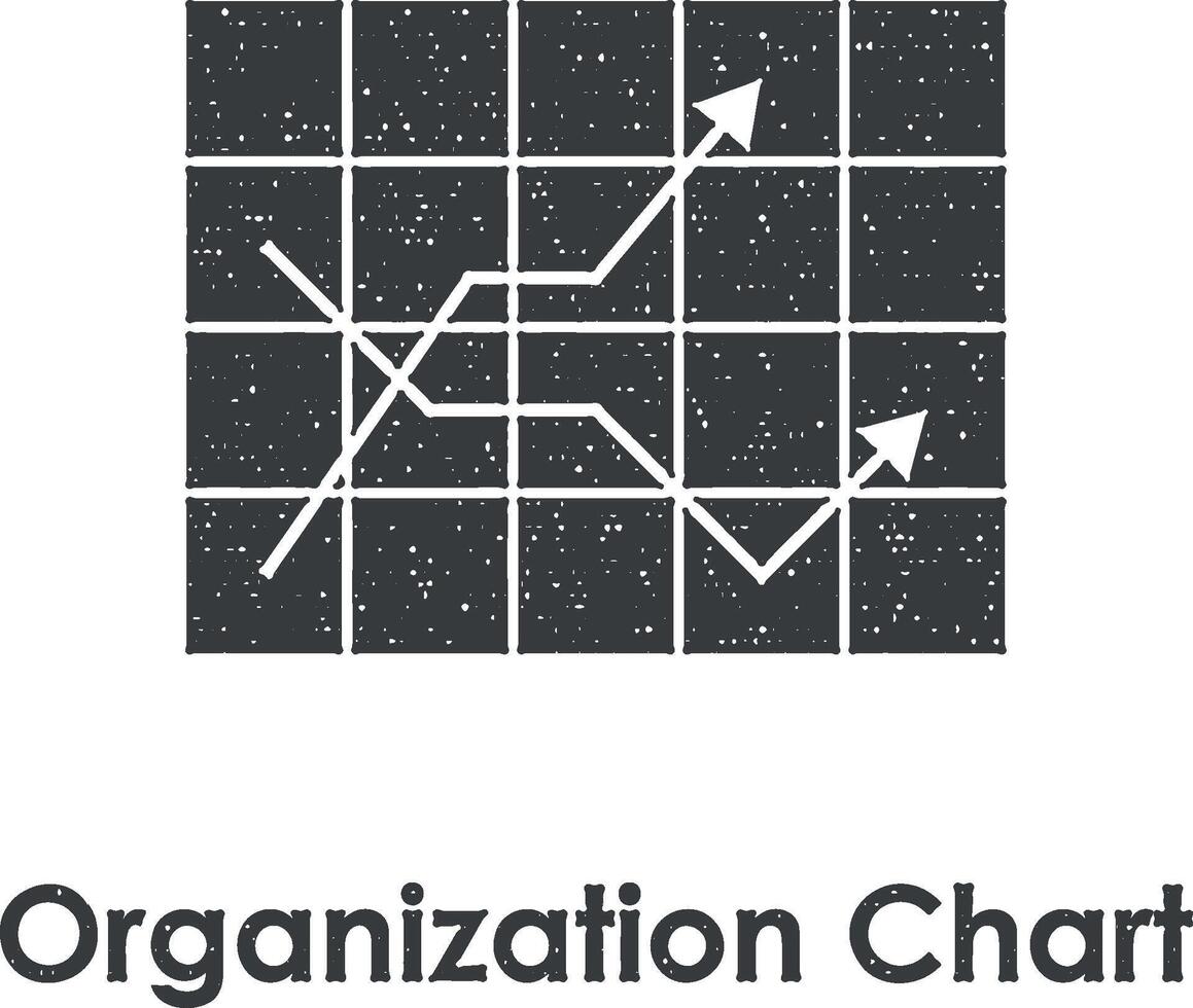 chart, arrow up, organization chart vector icon illustration with stamp ...