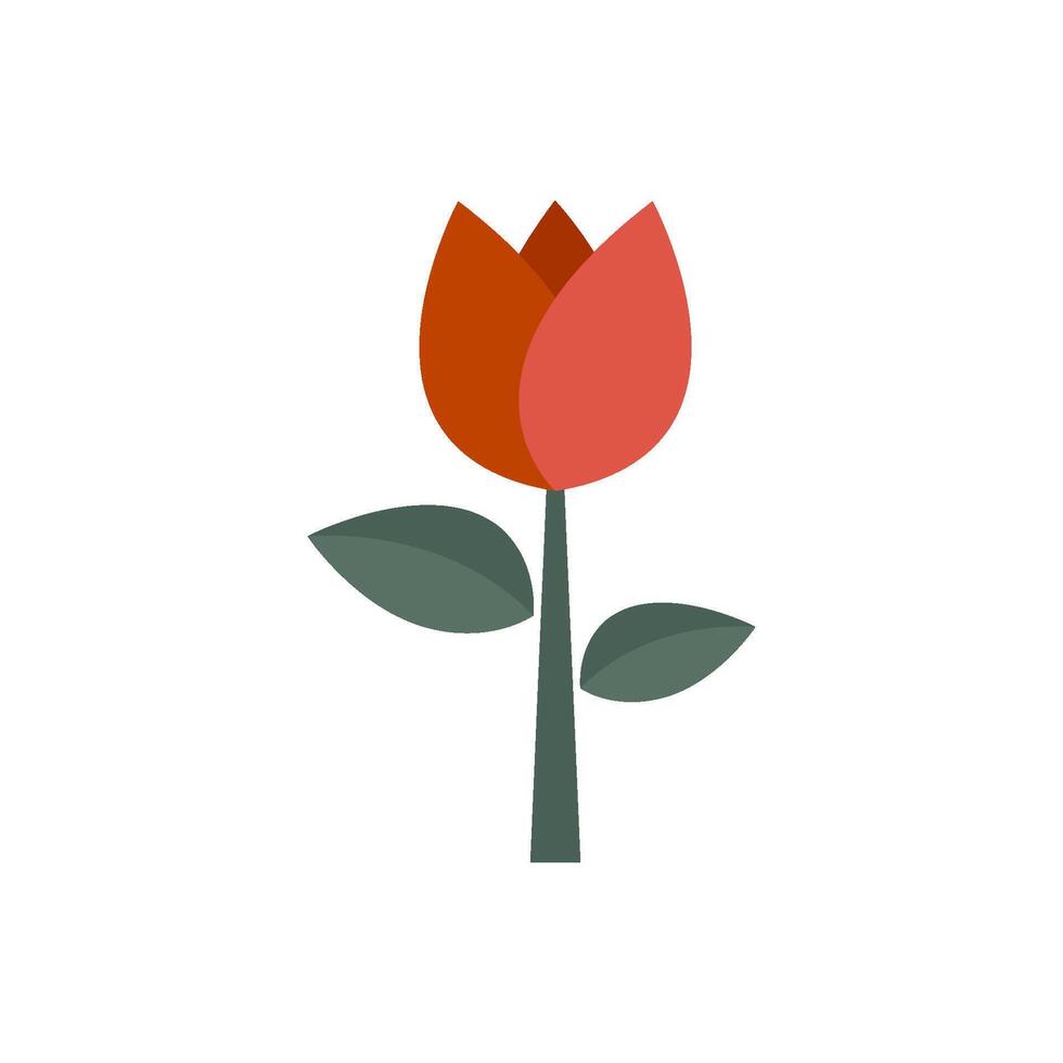 Rosa icono en plano color estilo. flor planta romántico rojo vector