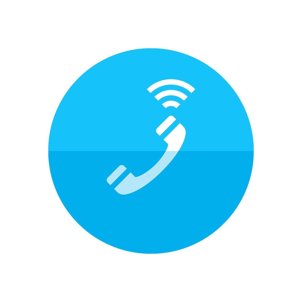 Landline telephone icon in flat color circle style. Communication, local, vintage vector