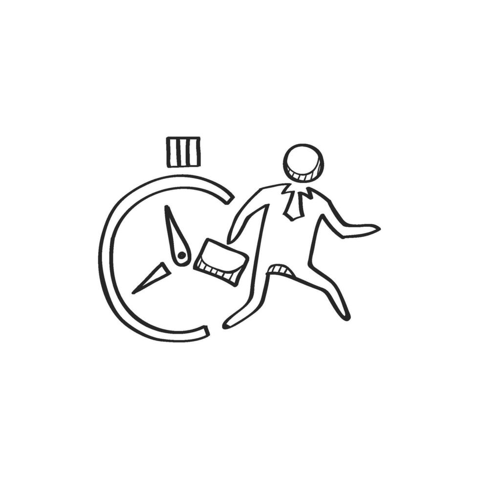 Hand drawn sketch icon businessman clock vector