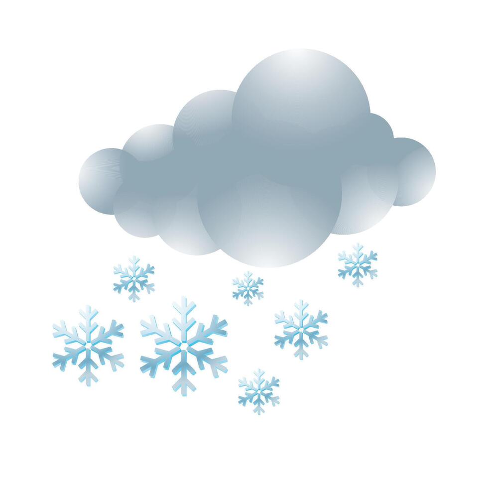clima nublado nevando icono en color. copos de nieve invierno diciembre vector