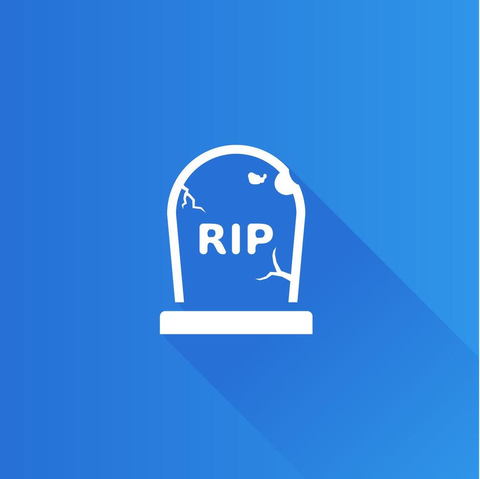 Tomb stone flat color icon long shadow vector illustration