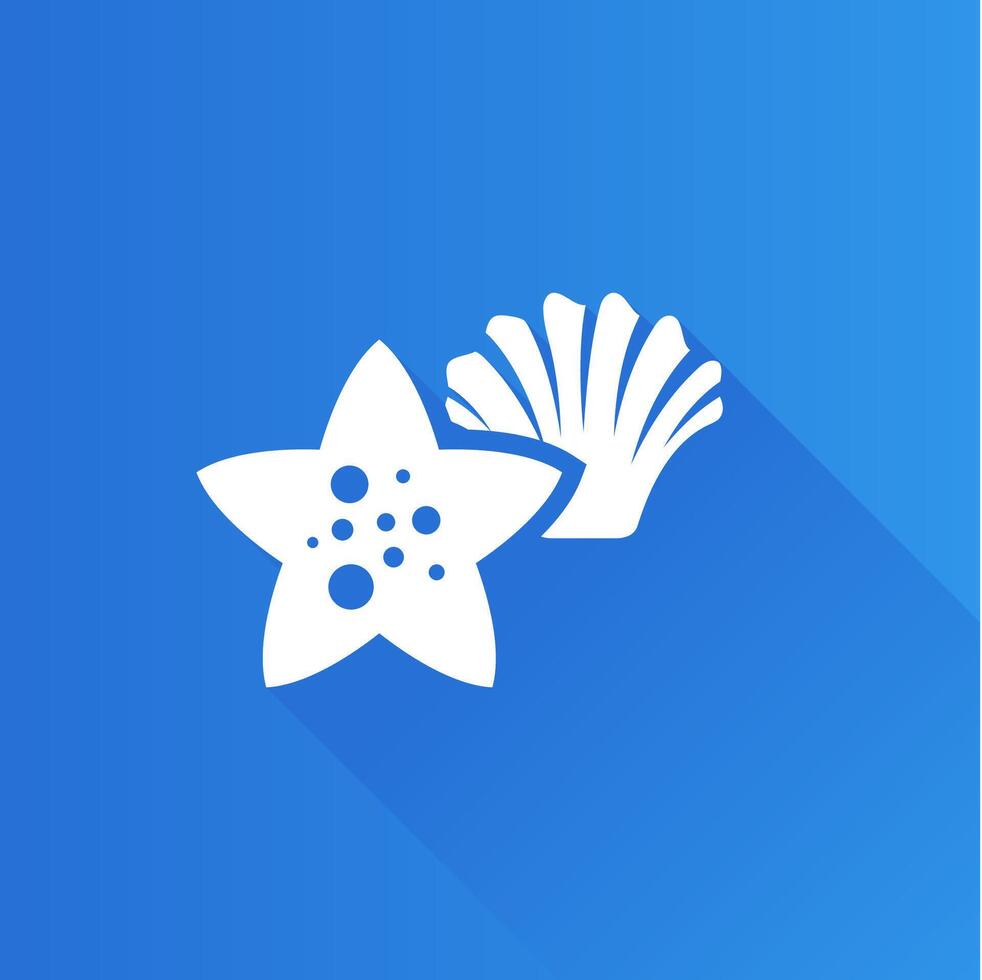 Star fish flat color icon long shadow vector illustration