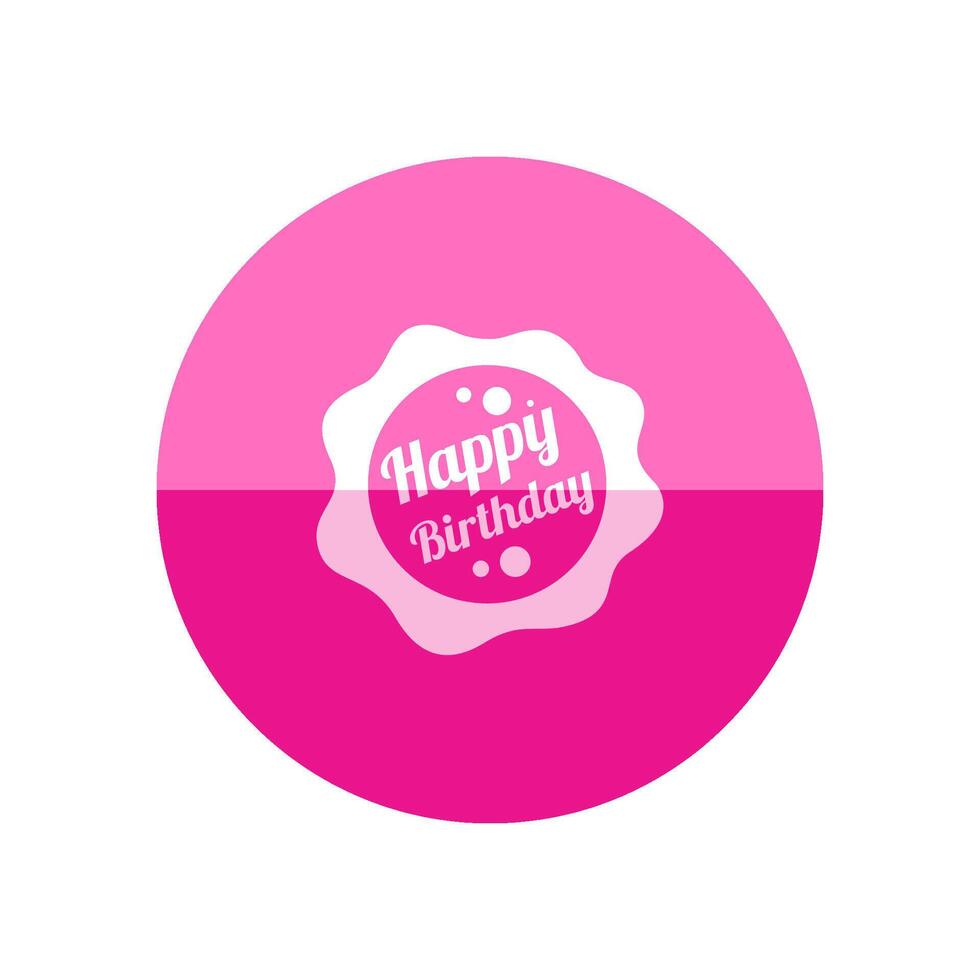 Birthday cake text icon in flat color circle style. Anniversary celebration party gift present surprise vector