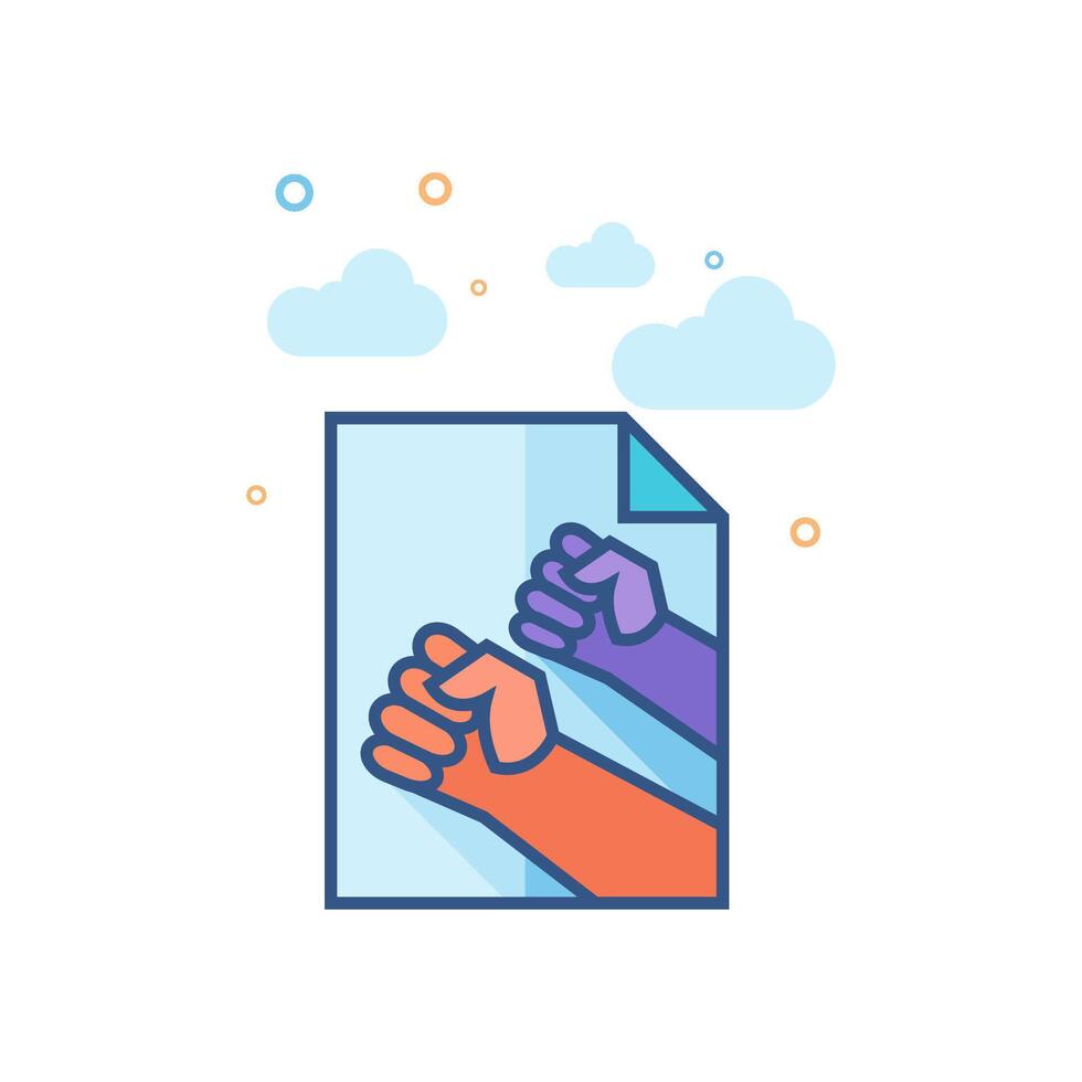 Hand fist icon flat color style vector illustration