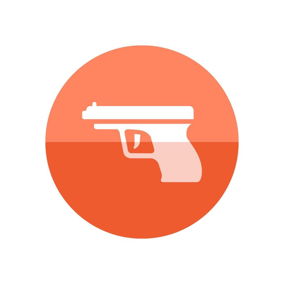 Arm gun icon in flat color circle style. Pistol automatic police justice crime trigger protection vector