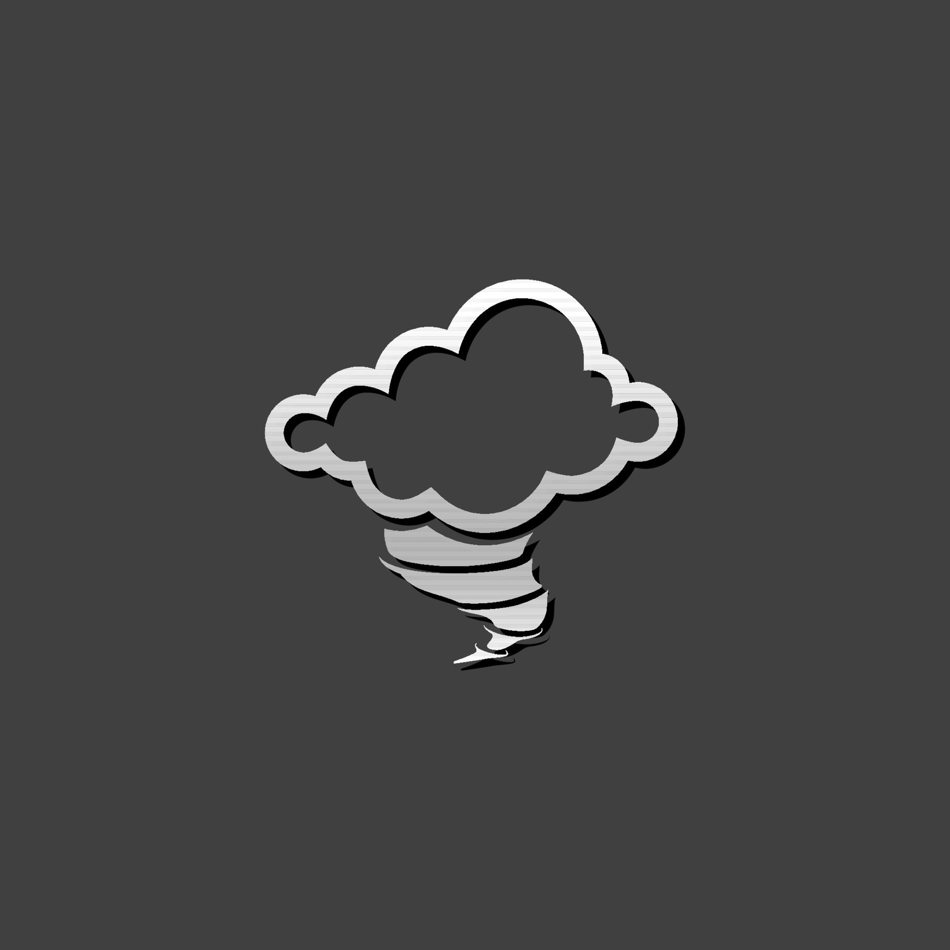 Storm icon in metallic grey color style.Disaster tornado nature