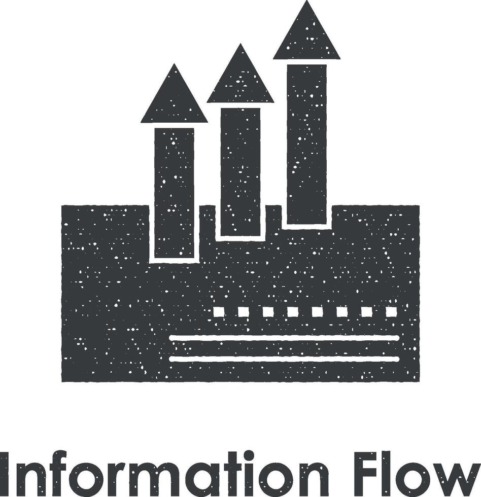 note, arrow, up, information flow vector icon illustration with stamp effect