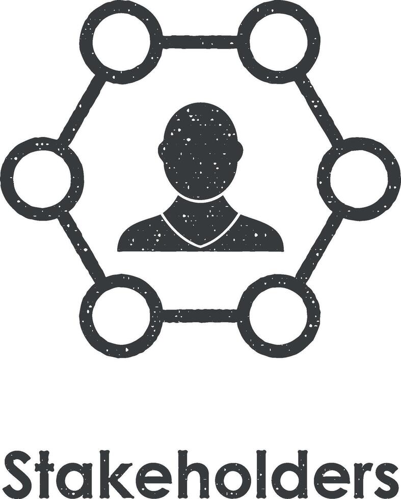 man, hexagon, stakeholders vector icon illustration with stamp effect