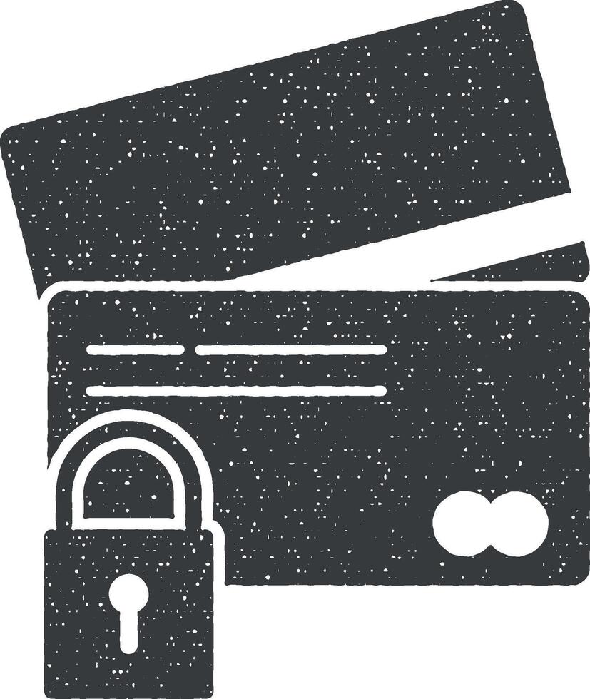 credit card lock vector icon illustration with stamp effect