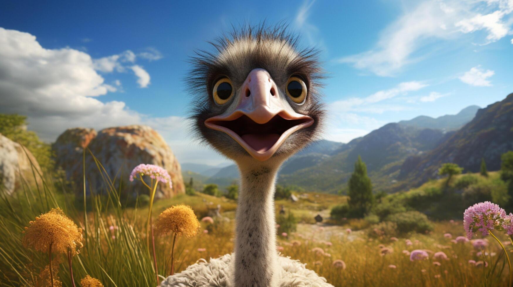 AI generated ostrich high quality image photo