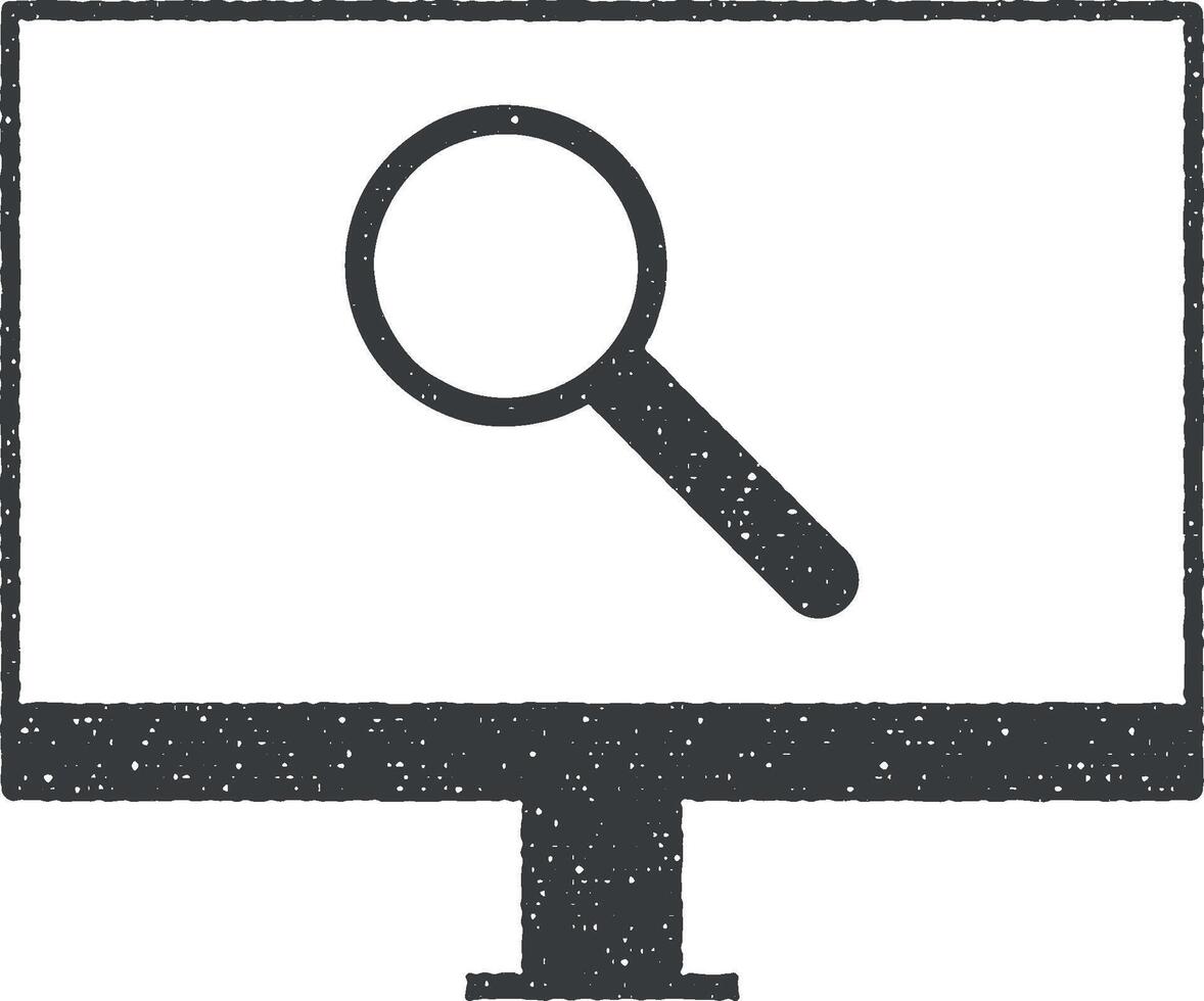 computer search vector icon illustration with stamp effect