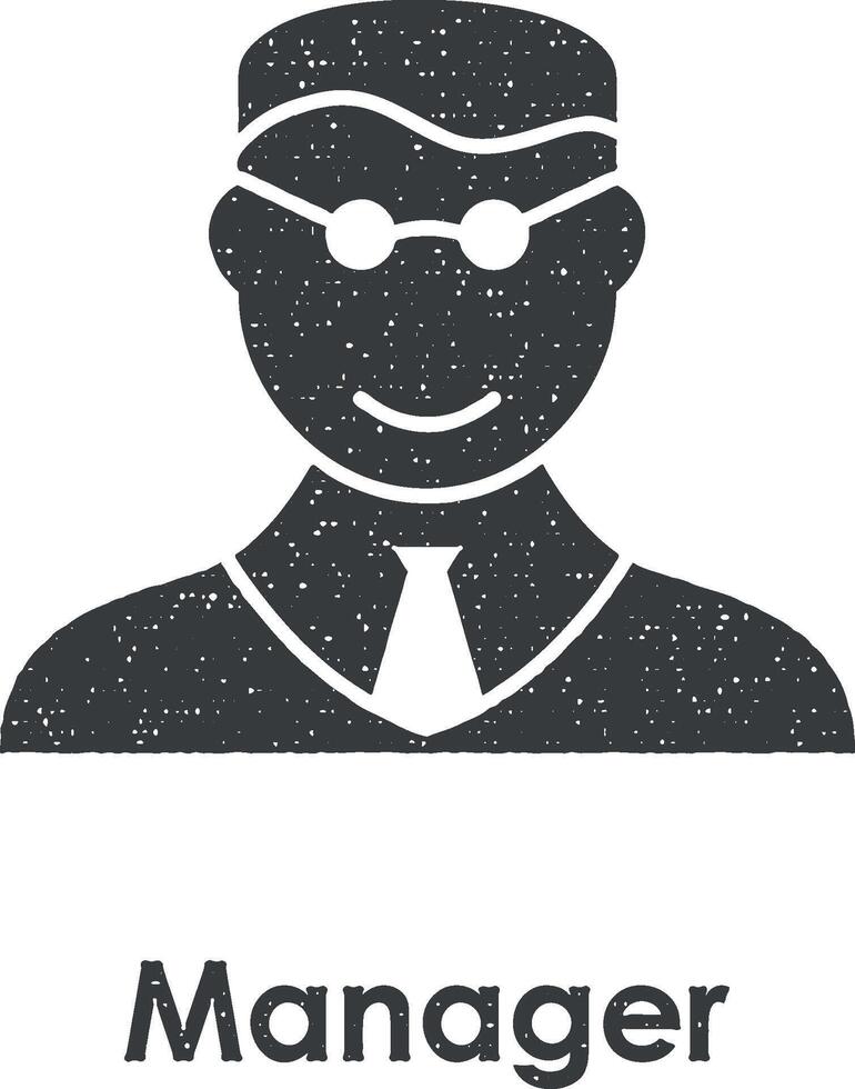 man, manager vector icon illustration with stamp effect