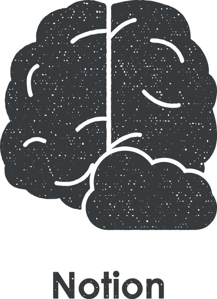 brain, cloud, notion vector icon illustration with stamp effect