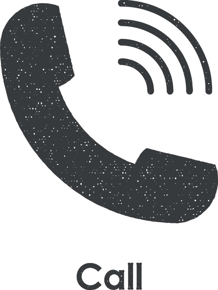 handset, signal, call vector icon illustration with stamp effect
