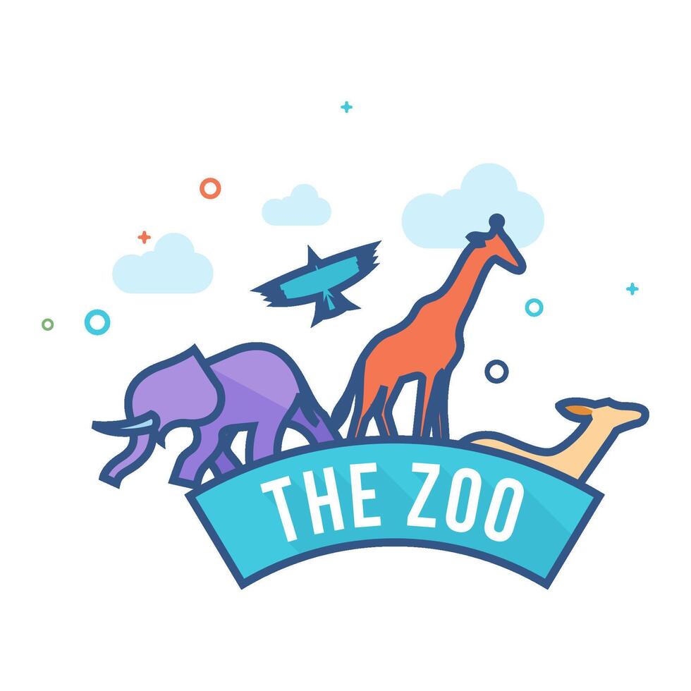 Zoo gate icon flat color style vector illustration
