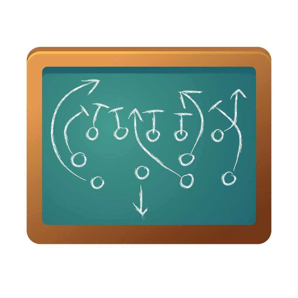 Chalkboard with arrow doodle icon in color. Sport tactic coaching strategy vector