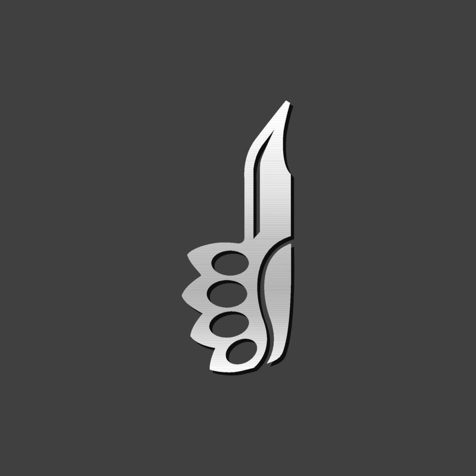 cuchillo icono en metálico gris color estilo. arma asalto peligro daga vector