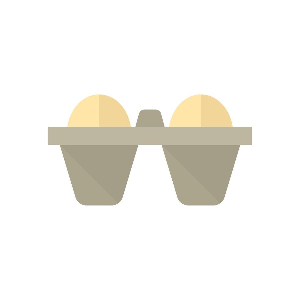 Egg card box icon in flat color style. Packaging chicken poultry food container vector