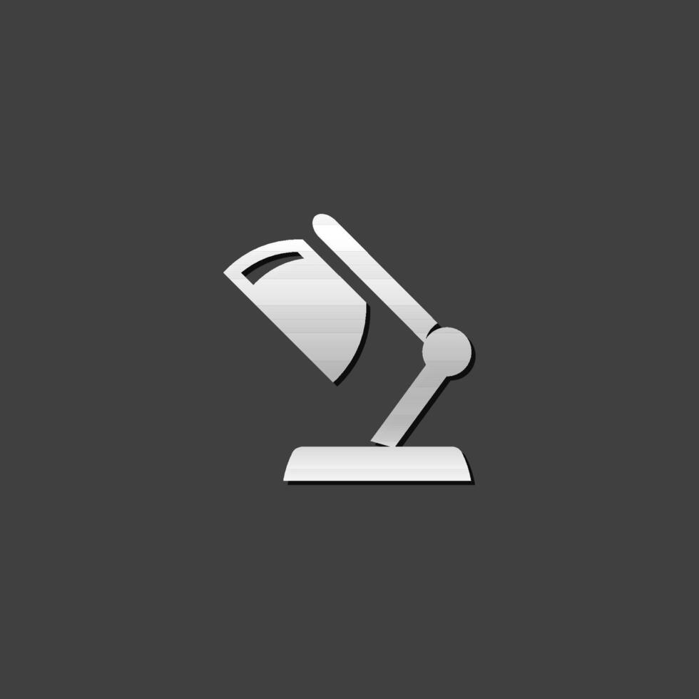 Table lamp icon in metallic grey color style. Electric light adjustable vector