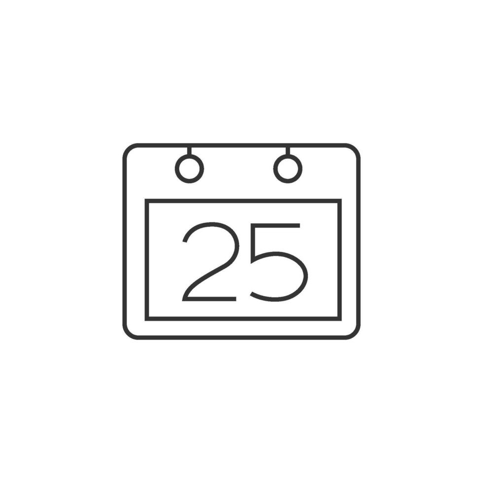 Calendar Christmas icon in thin outline style vector