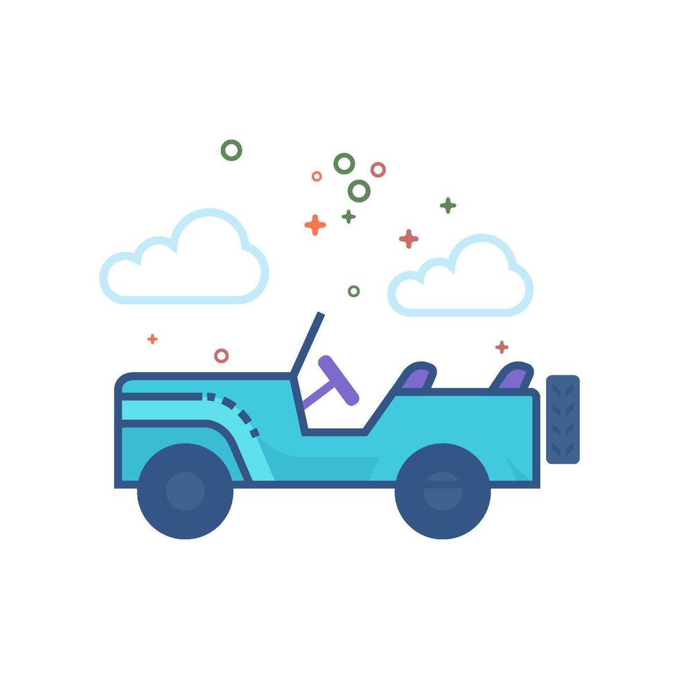 Military vehicle icon flat color style vector illustration
