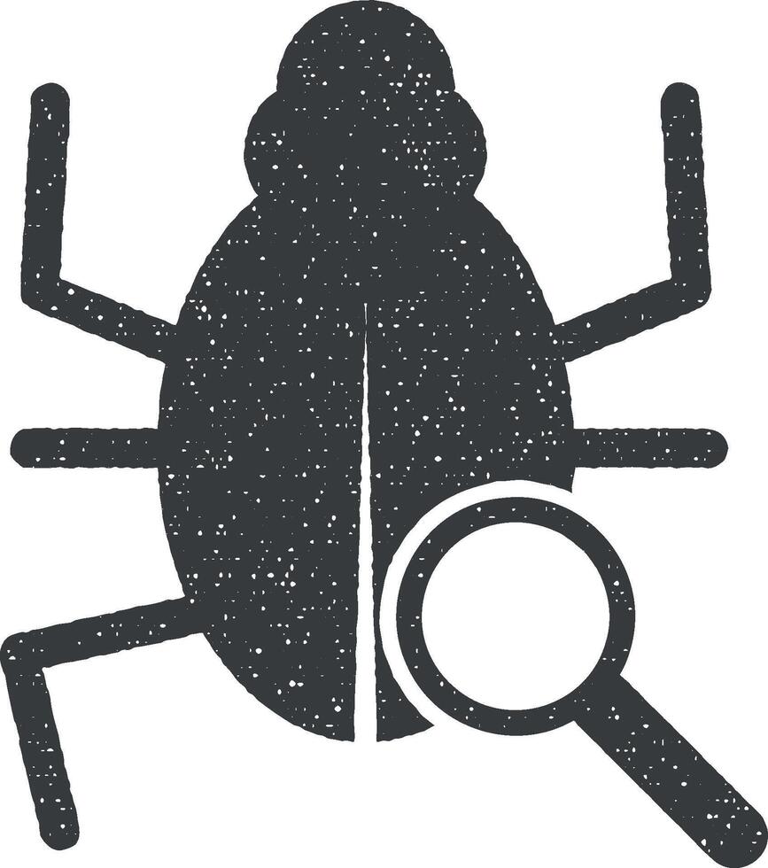 virus scan vector icon illustration with stamp effect