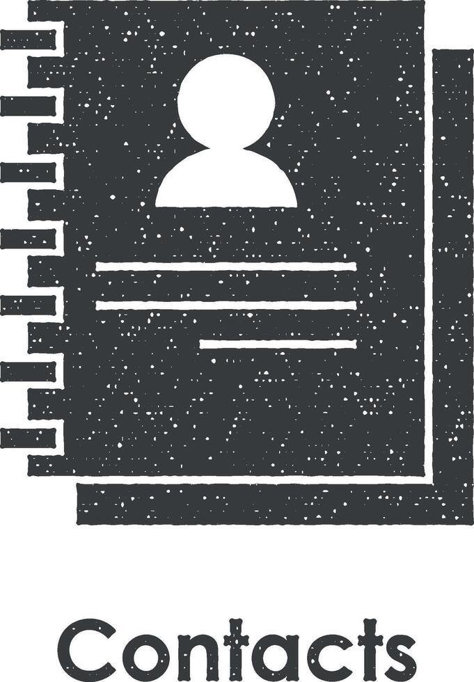 notebook, contacts, user vector icon illustration with stamp effect
