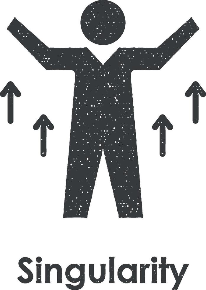 businessman, arrow, singularity vector icon illustration with stamp effect