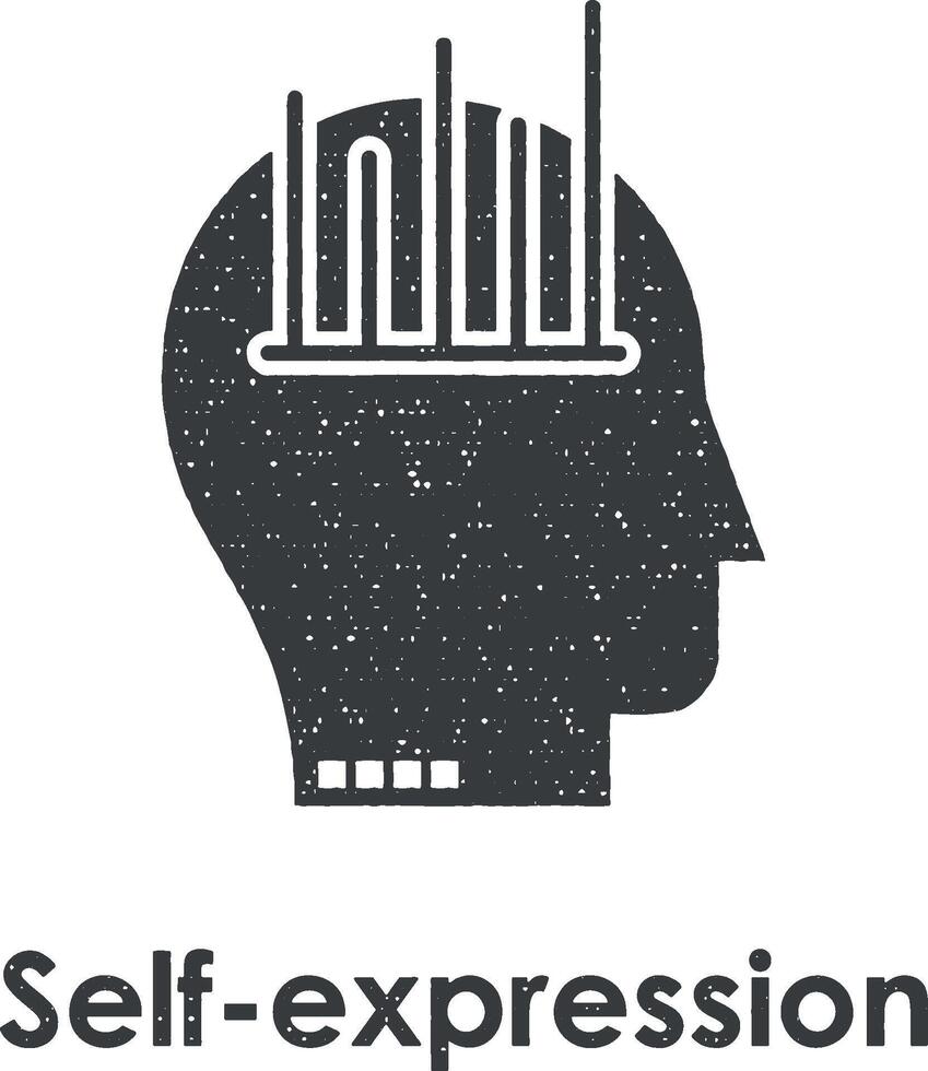 had, chart, self-expression vector icon illustration with stamp effect