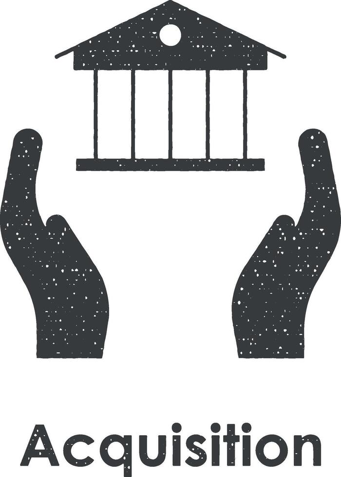hand, bank, acquisition vector icon illustration with stamp effect