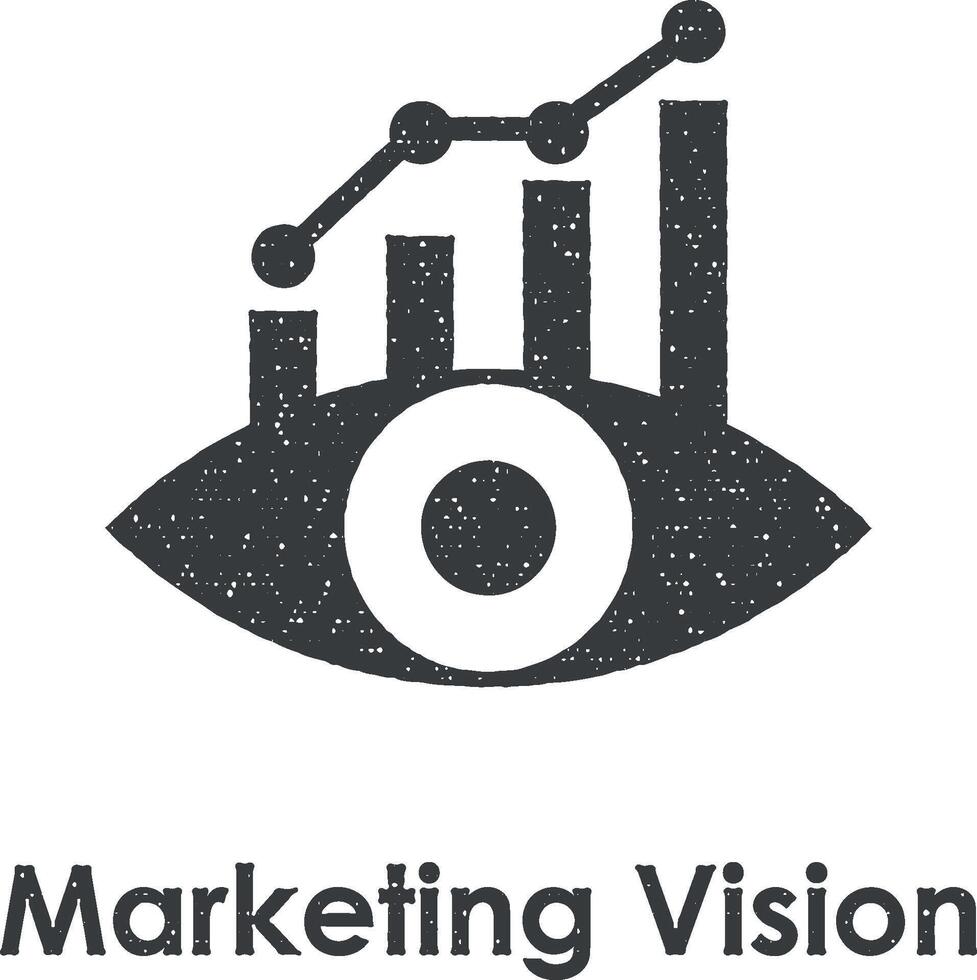 ojo, cuadro, márketing visión vector icono ilustración con sello efecto