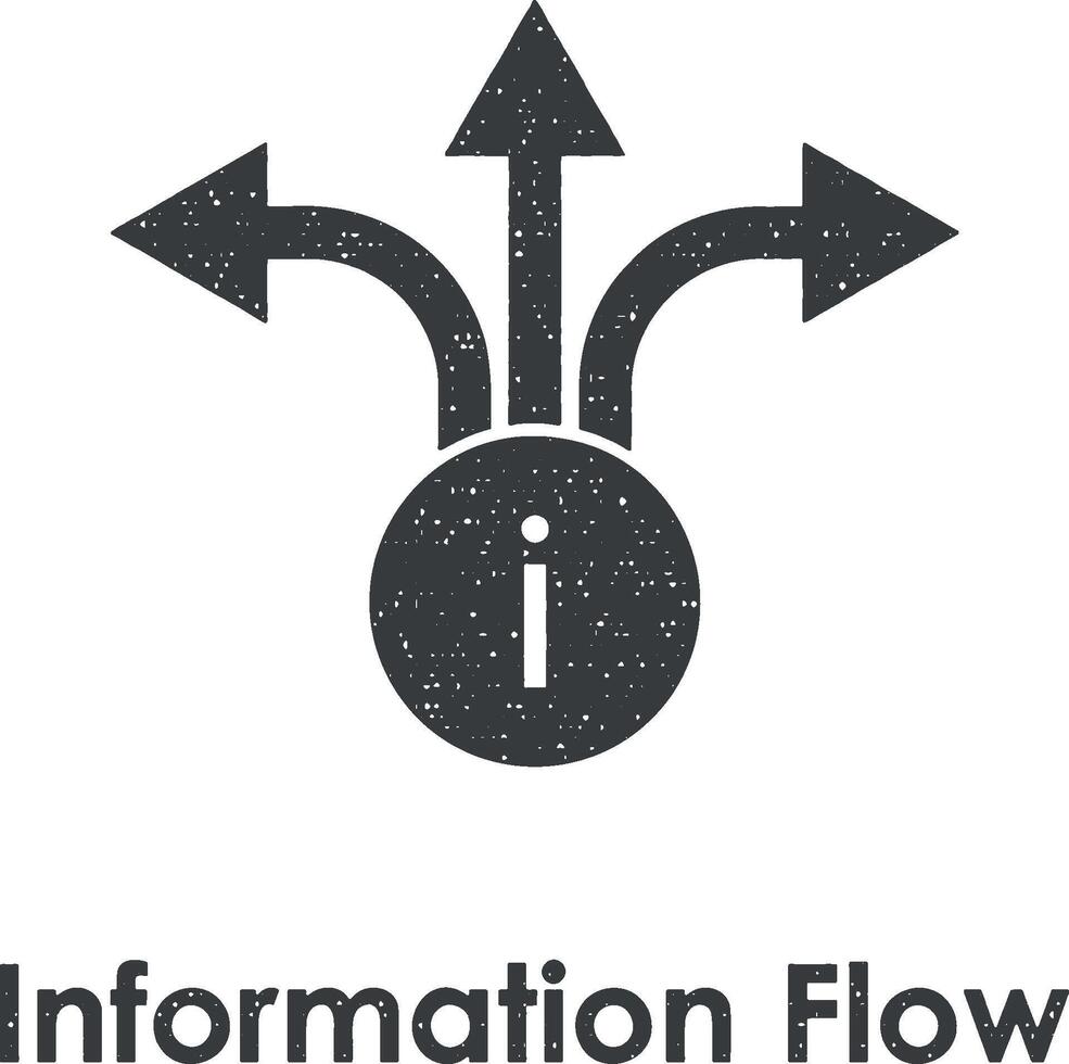 direction, arrow, information flow vector icon illustration with stamp effect