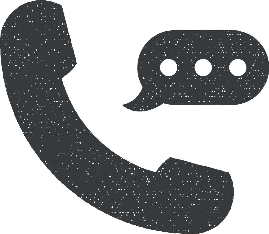 handset, communication, business vector icon illustration with stamp effect