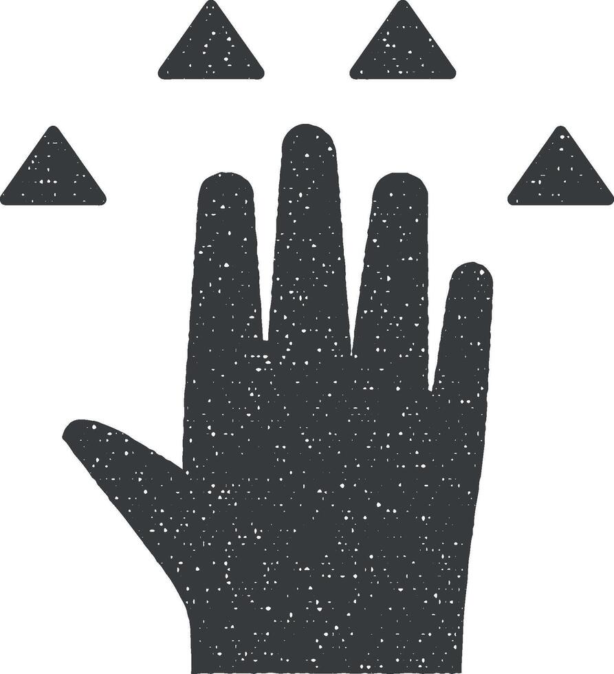 Hand, fingers, gesture, swipe, up vector icon illustration with stamp effect