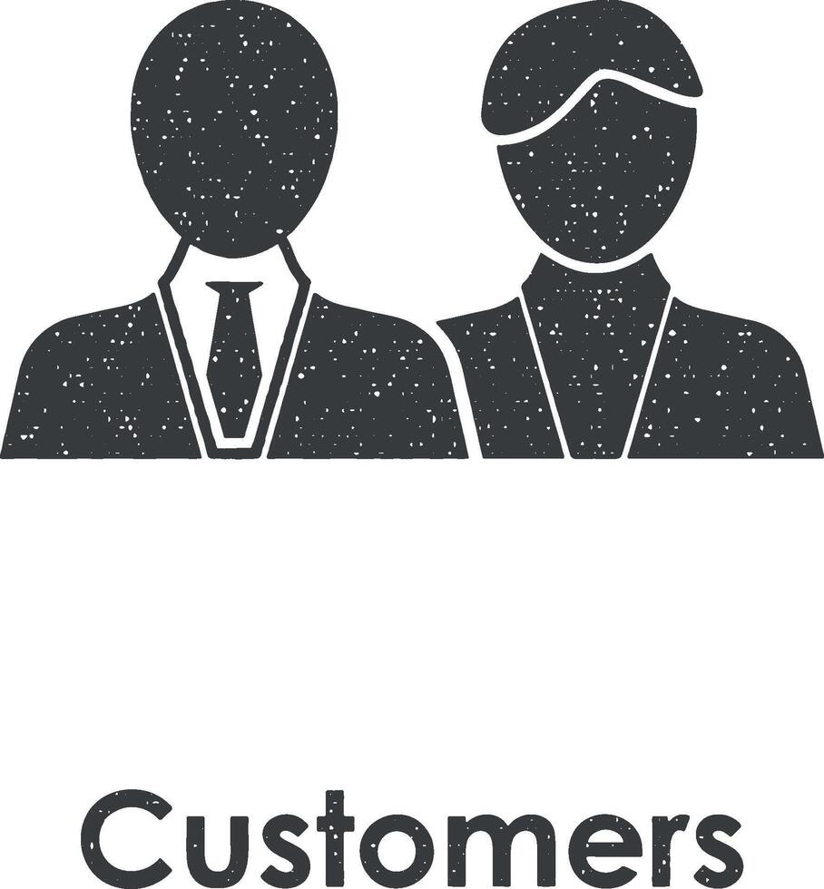 businessmen, customers vector icon illustration with stamp effect