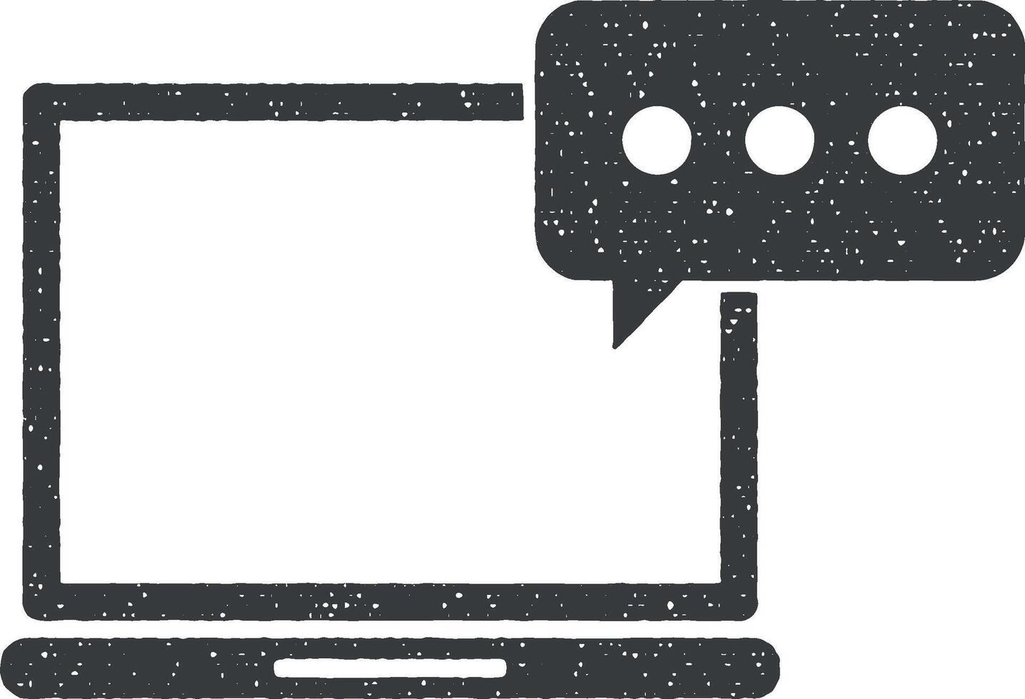 chatting, laptop, business vector icon illustration with stamp effect