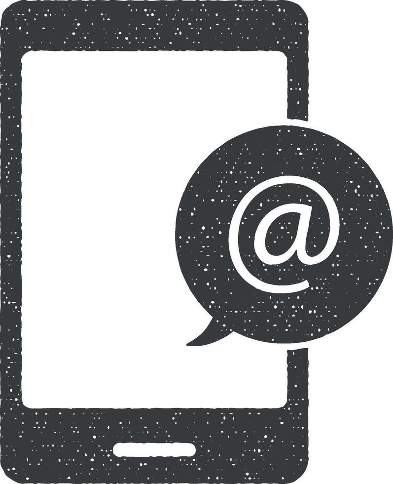mobile, mail, send message vector icon illustration with stamp effect