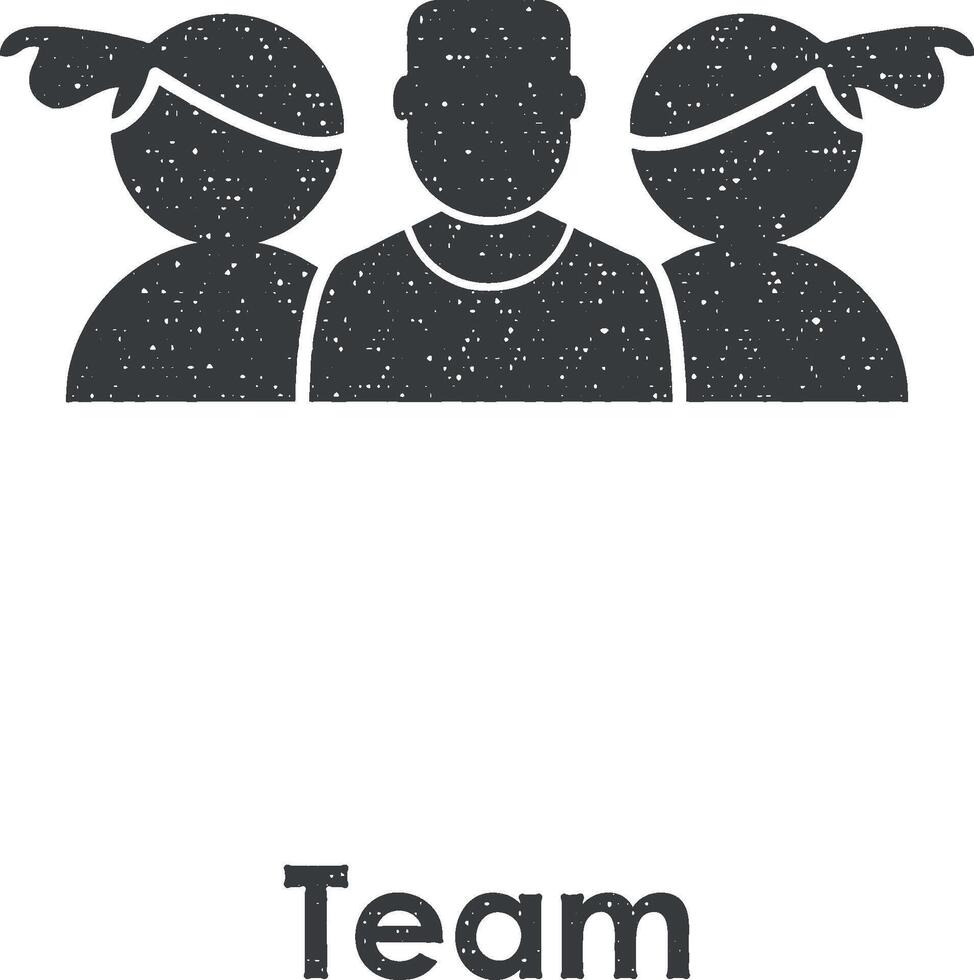team, work group vector icon illustration with stamp effect