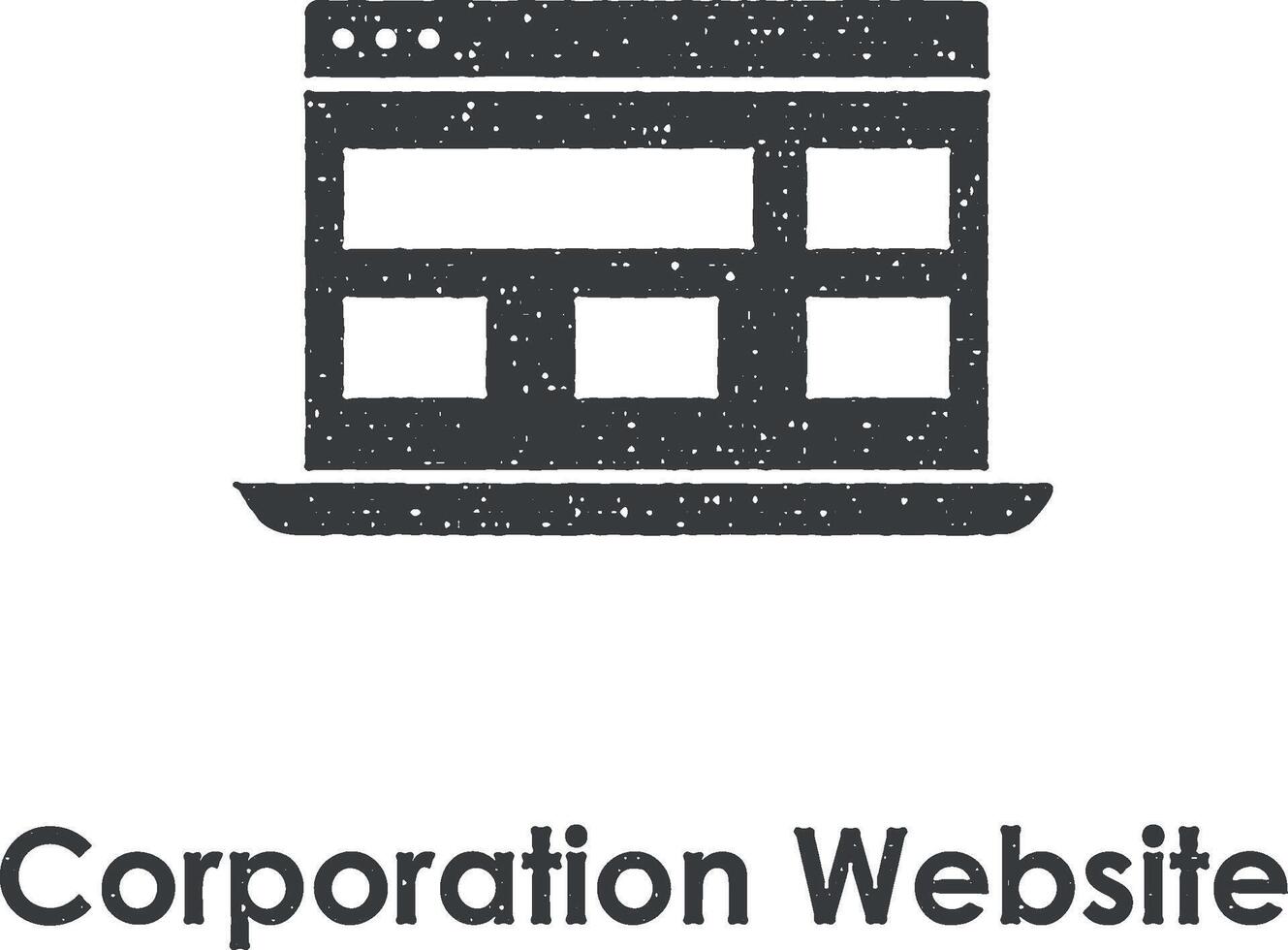 laptop, corporation website vector icon illustration with stamp effect